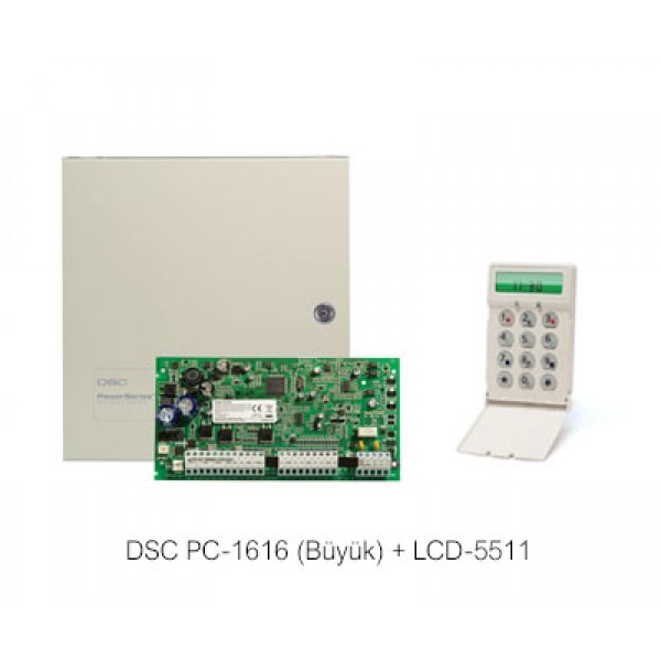 6 Zon Alarm Paneli + Tuş Takımı (Büyük Kabinetli DSC PC-1616 + LCD-5511)