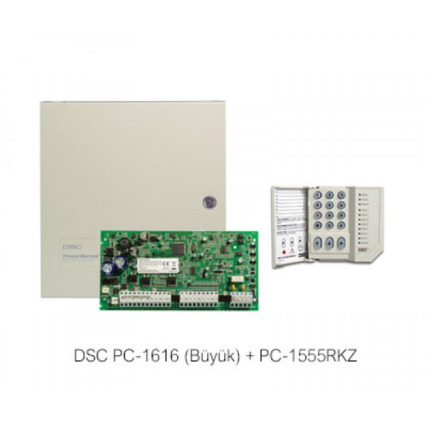 6 Zon Alarm Paneli + Tuş Takımı (Büyük Kabinetli  DSC PC-1616 + PC-1555RKZ)