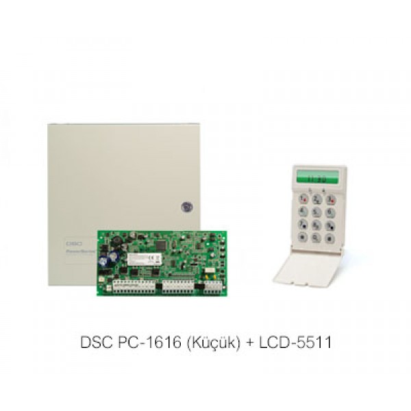 6 Zon Alarm Paneli + Tuş Takımı (Küçük Kabinetli DSC PC-1616 + LCD-5511)